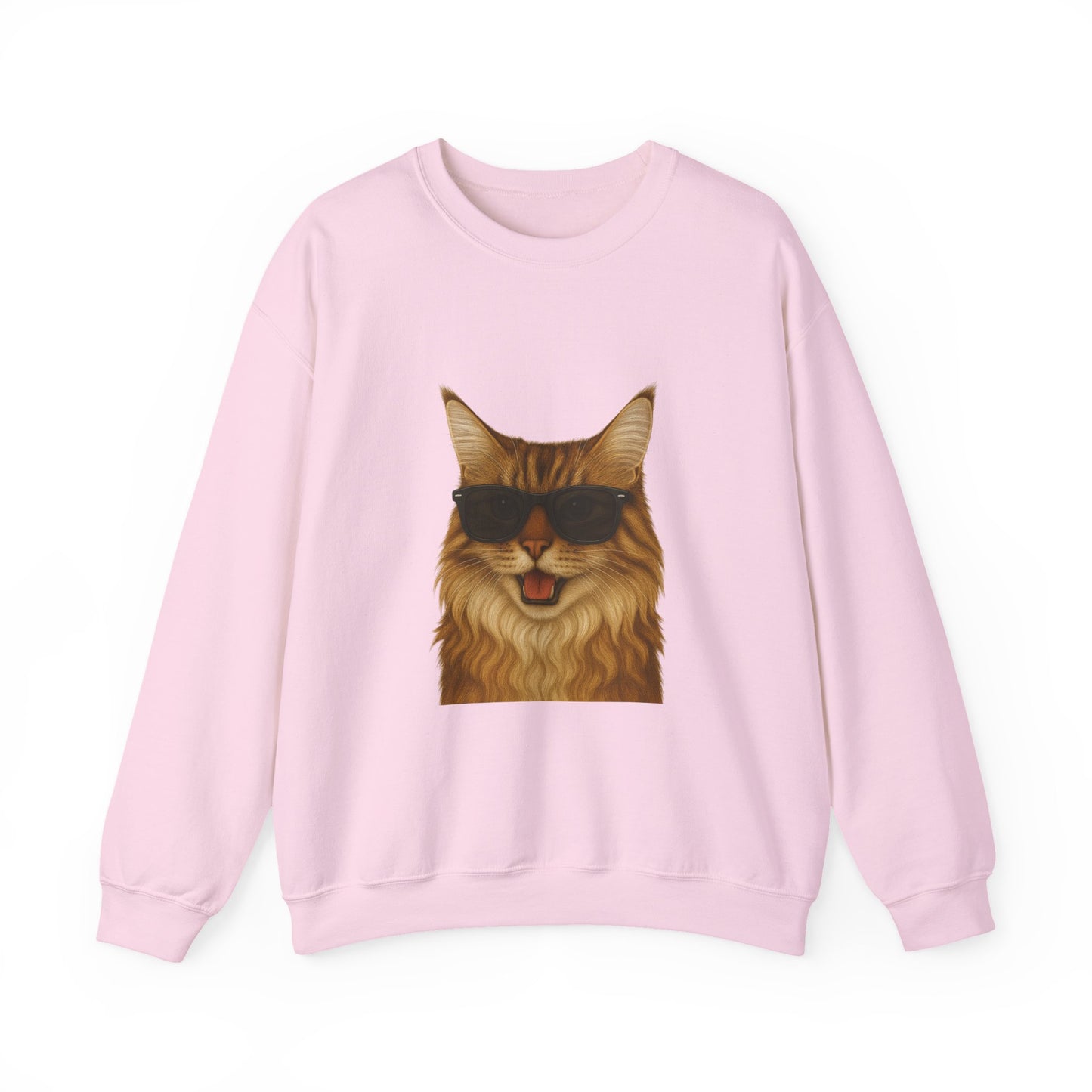 Maine Coon Wearing Sunglasses - Adult Crewneck Sweatshirt
