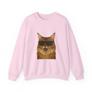Maine Coon Wearing Sunglasses - Adult Crewneck Sweatshirt