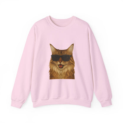 Maine Coon Wearing Sunglasses - Adult Crewneck Sweatshirt