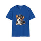 Cute Corgi Wearing A Train Conductors Hat -  Adult T-Shirt - Too Cute Pets