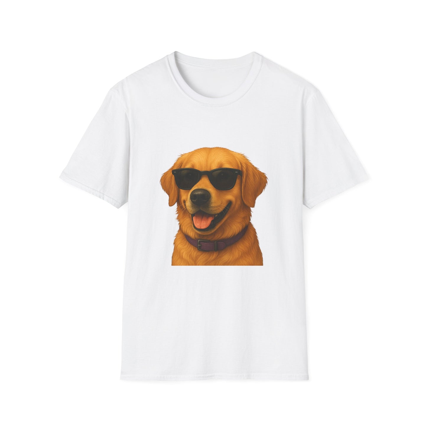 Golden Retriever Wearing Sunglasses - Adult T-Shirt
