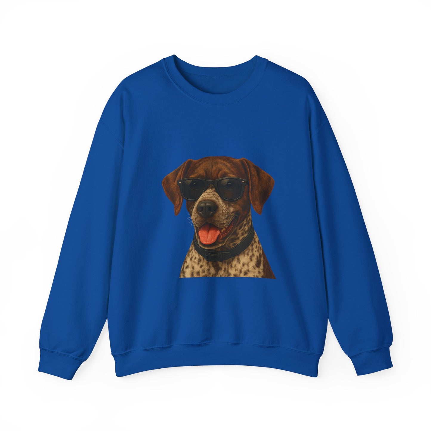 German Shorthaired Pointer Wearing Sunglasses - Adult Crewneck Sweatshirt