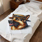 German Shepherd Wearing a Boater Hat - Sherpa Blanket