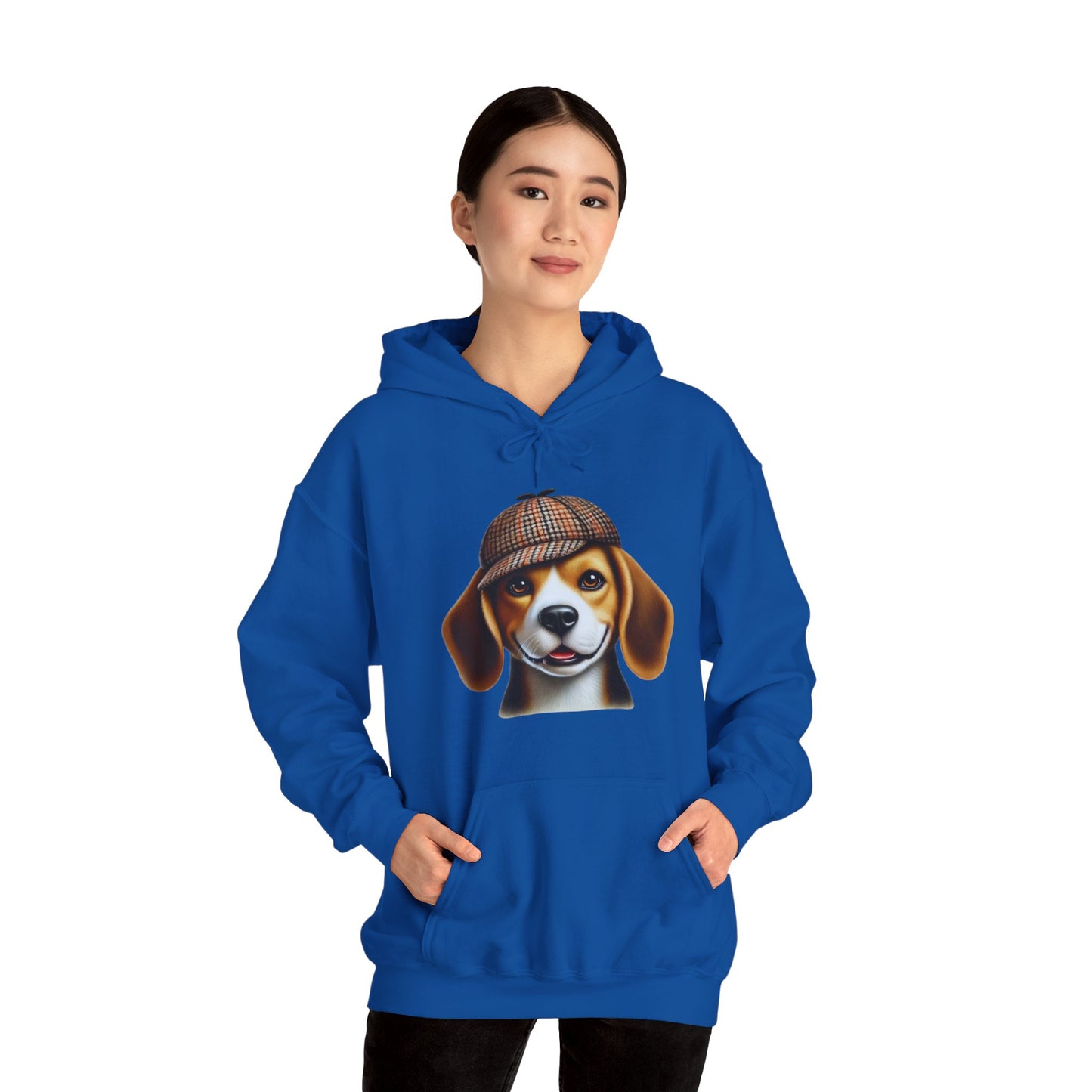 Smiling Beagle Wearing Deerstalker Hat - Adult Hoodie - Too Cute Pets