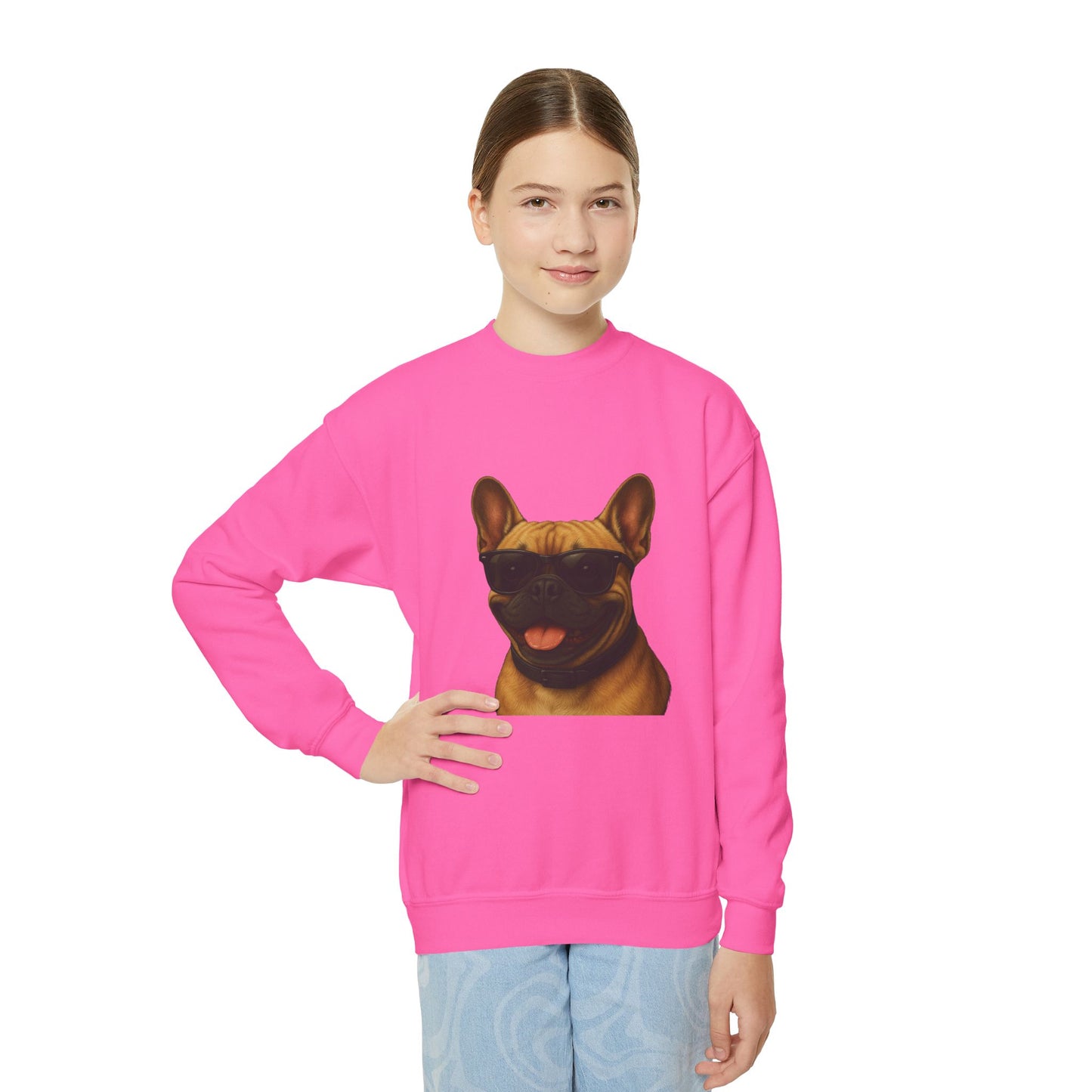 French Bulldog Wearing Sunglasses - Youth Sweatshirt