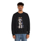 Husky in Fur Trappers Hat - Adult Crewneck Sweatshirt - Too Cute Pets