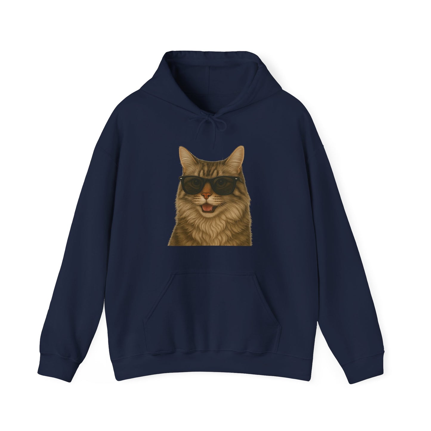 Siberian Cat Wearing Sunglasses - Adult Hoodie