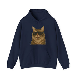 Siberian Cat Wearing Sunglasses - Adult Hoodie