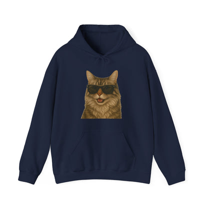 Siberian Cat Wearing Sunglasses - Adult Hoodie