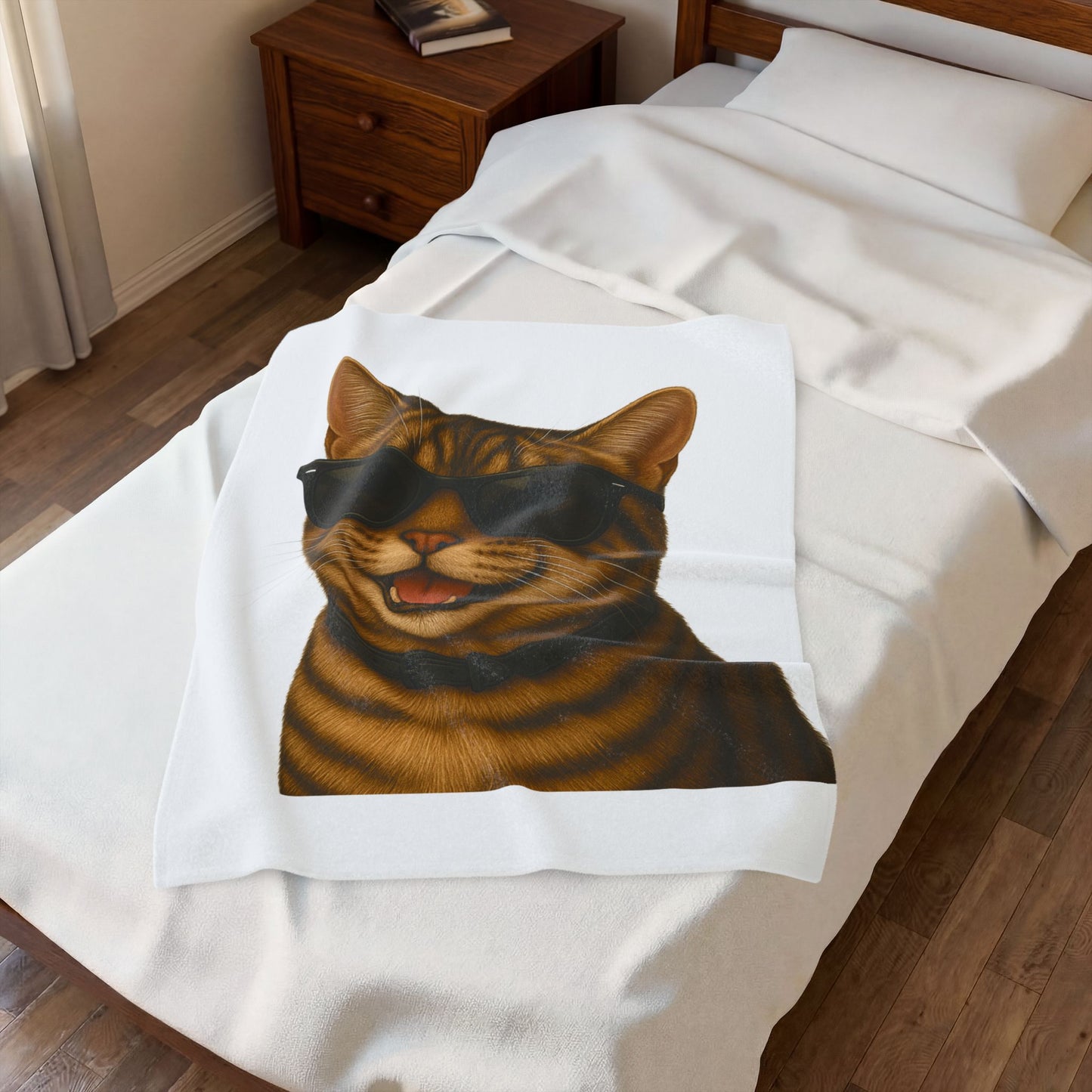 Tabby Cat Wearing Sunglasses - Sherpa Blanket