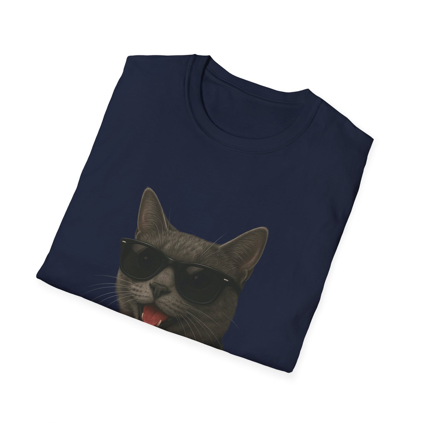 Gray Cat Wearing Sunglasses - Adult T-Shirt