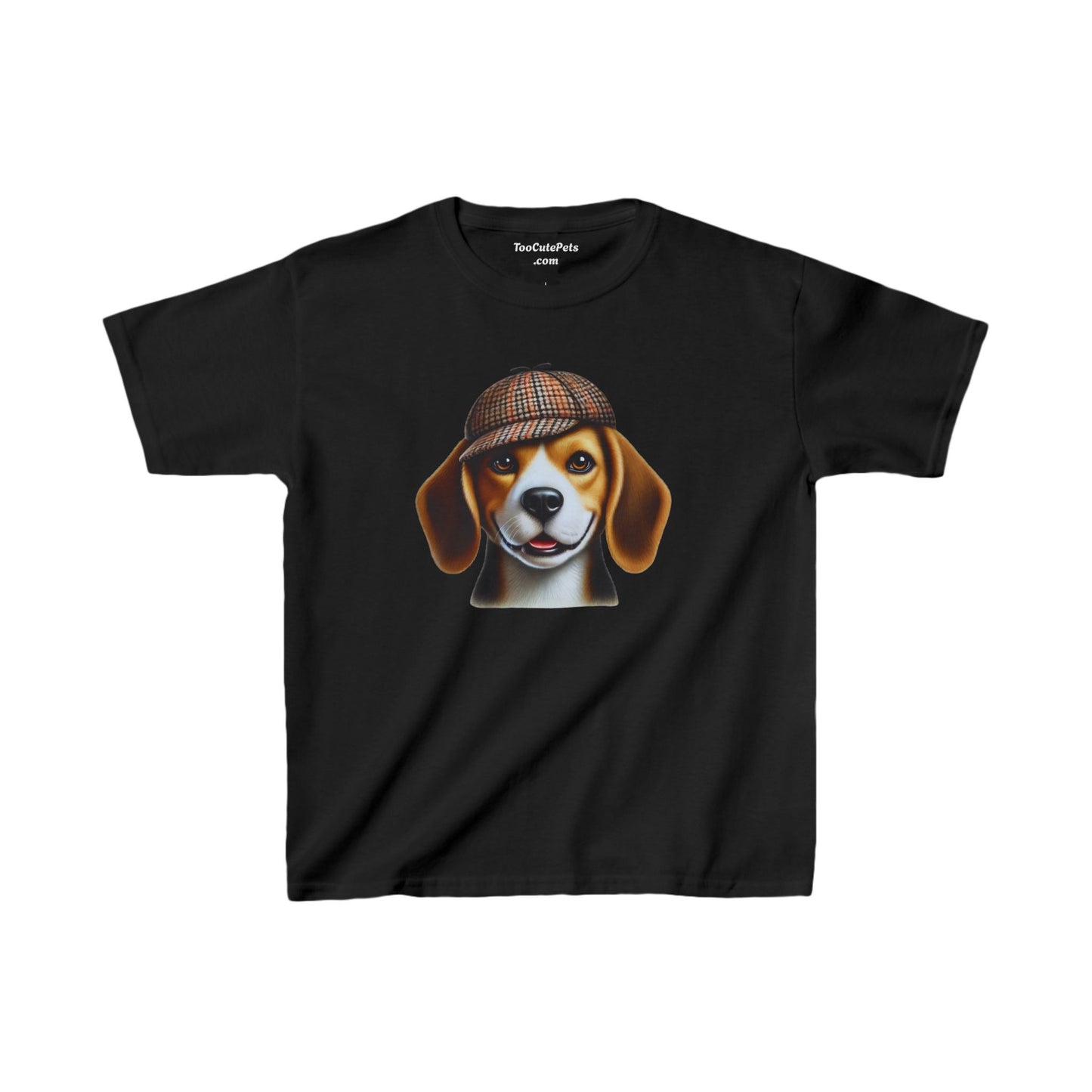 Smiling Beagle Wearing Deerstalker Hat Youth T-Shirt - Too Cute Pets