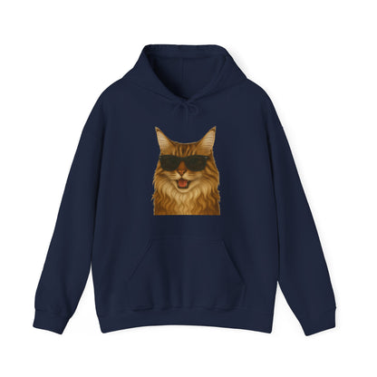 Maine Coon Wearing Sunglasses - Adult Hoodie