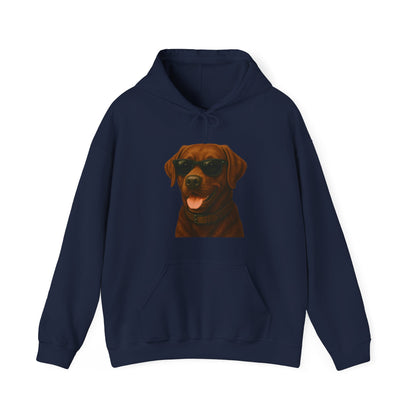 Brown Labrador Retriever Wearing Sunglasses - Adult Hoodie