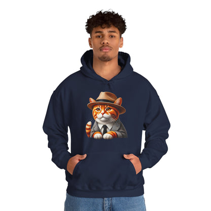 Tabby Cat in Fedora & Suit – Adult Unisex Hoodie