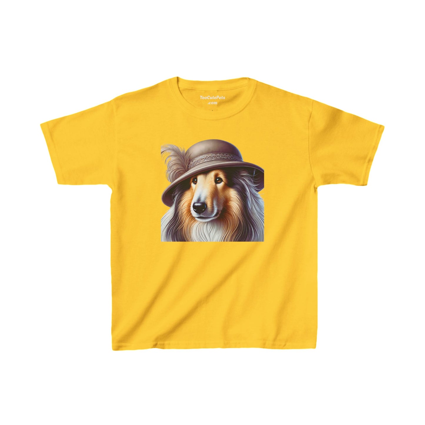 Collie In Cloche Hat  - Youth T-Shirt - Too Cute Pets