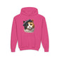 Calico Cat Wearing A Beret Youth Hoodie - Too Cute Pets