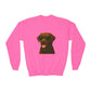 Brown Labrador Retriever Wearing Sunglasses - Youth Crewneck Sweatshirt