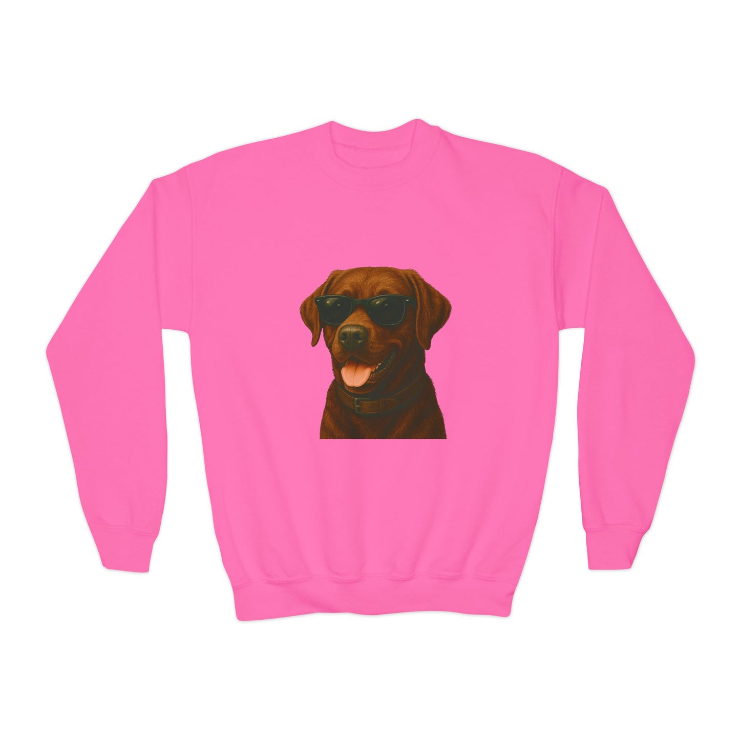 Brown Labrador Retriever Wearing Sunglasses - Youth Crewneck Sweatshirt