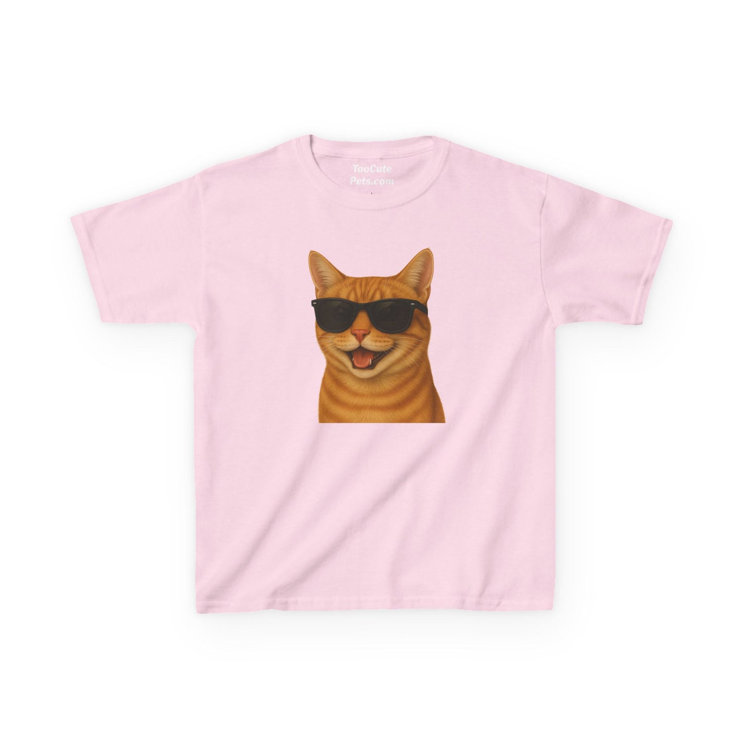 Domestic Shorthaired Orange Tabby Cat Wearing Sunglasses Kids Tee
