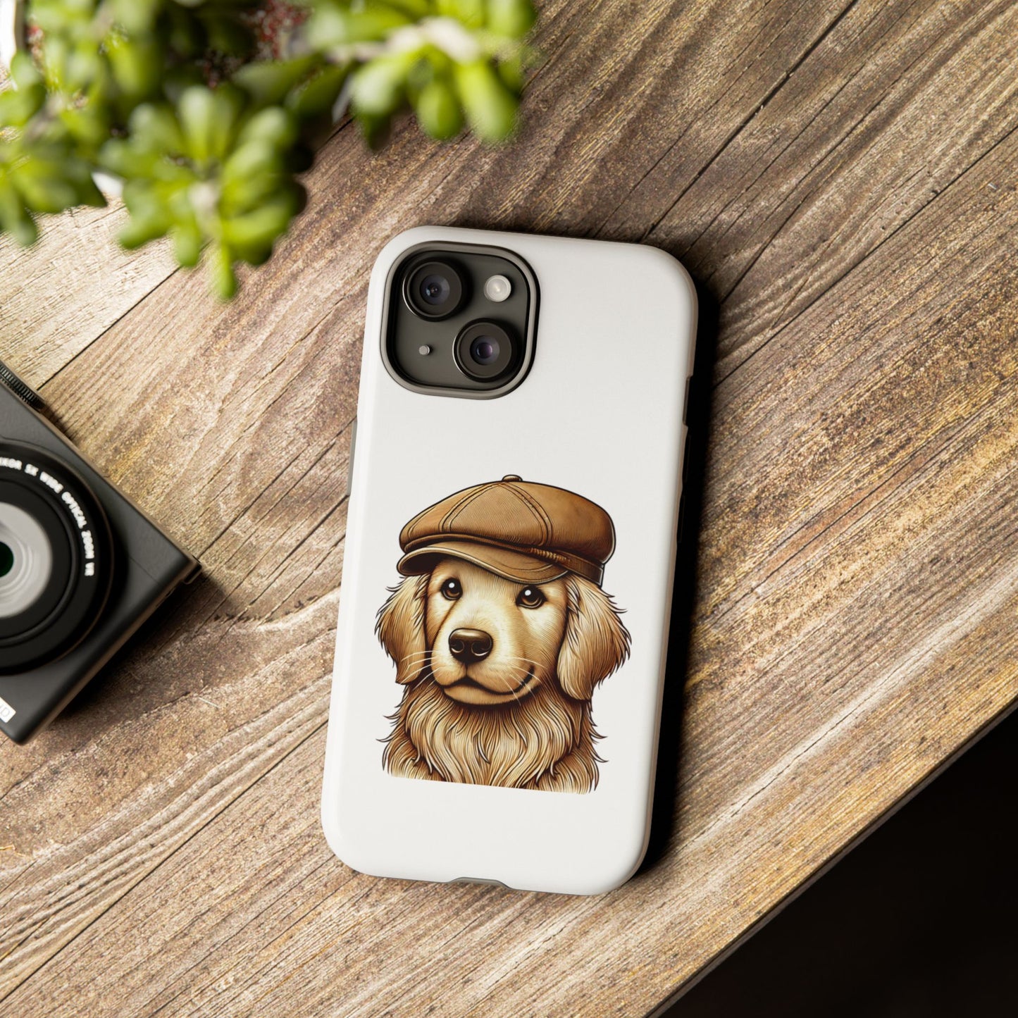 Golden Retriever Wearing a Newsboy Cap - Tough Phone Case