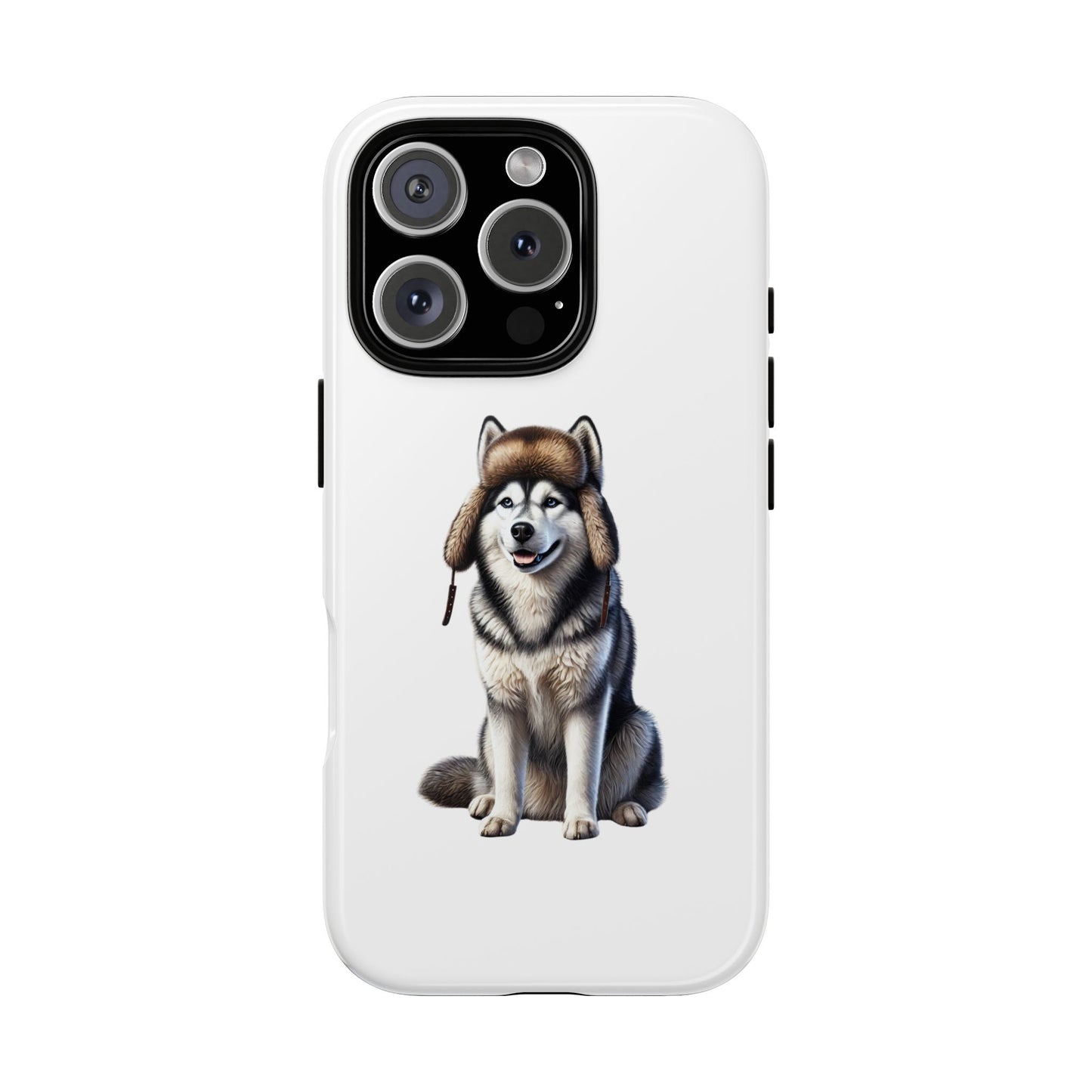Husky Wearing a Fur Hunter Hat - Tough Phone Case