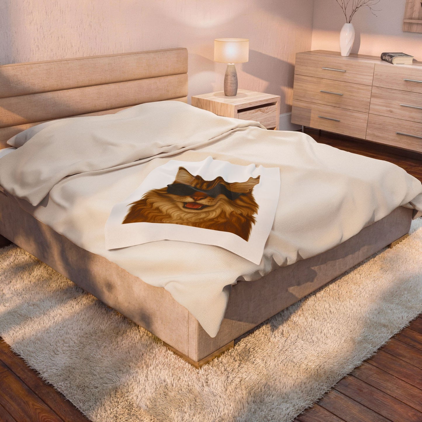 Maine Coon Wearing Sunglasses - Sherpa Blanket
