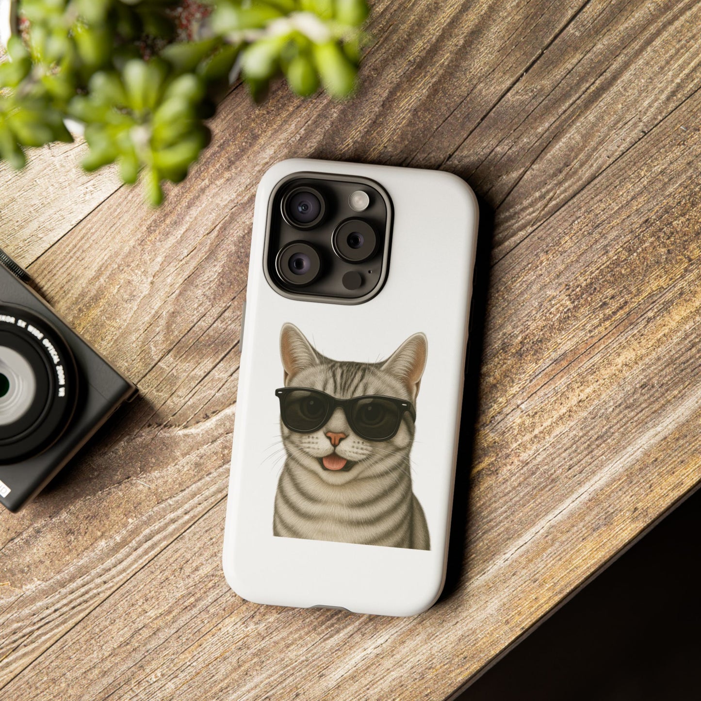 American Shorthair Silver Tabby Wearing Sunglasses - Tough Phone Case