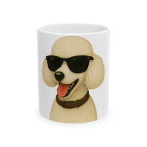 White Poodle Wearing Sunglasses Ceramic Mug