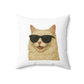 Cream Longhair Cat Wearing Sunglasses - Throw Pillow