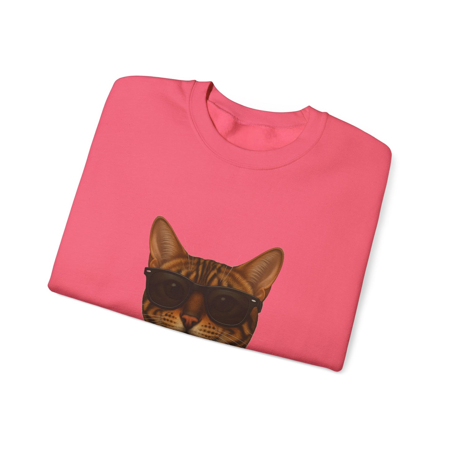 Bengal Cat Wearing Sunglasses - Adult Crewneck Sweatshirt
