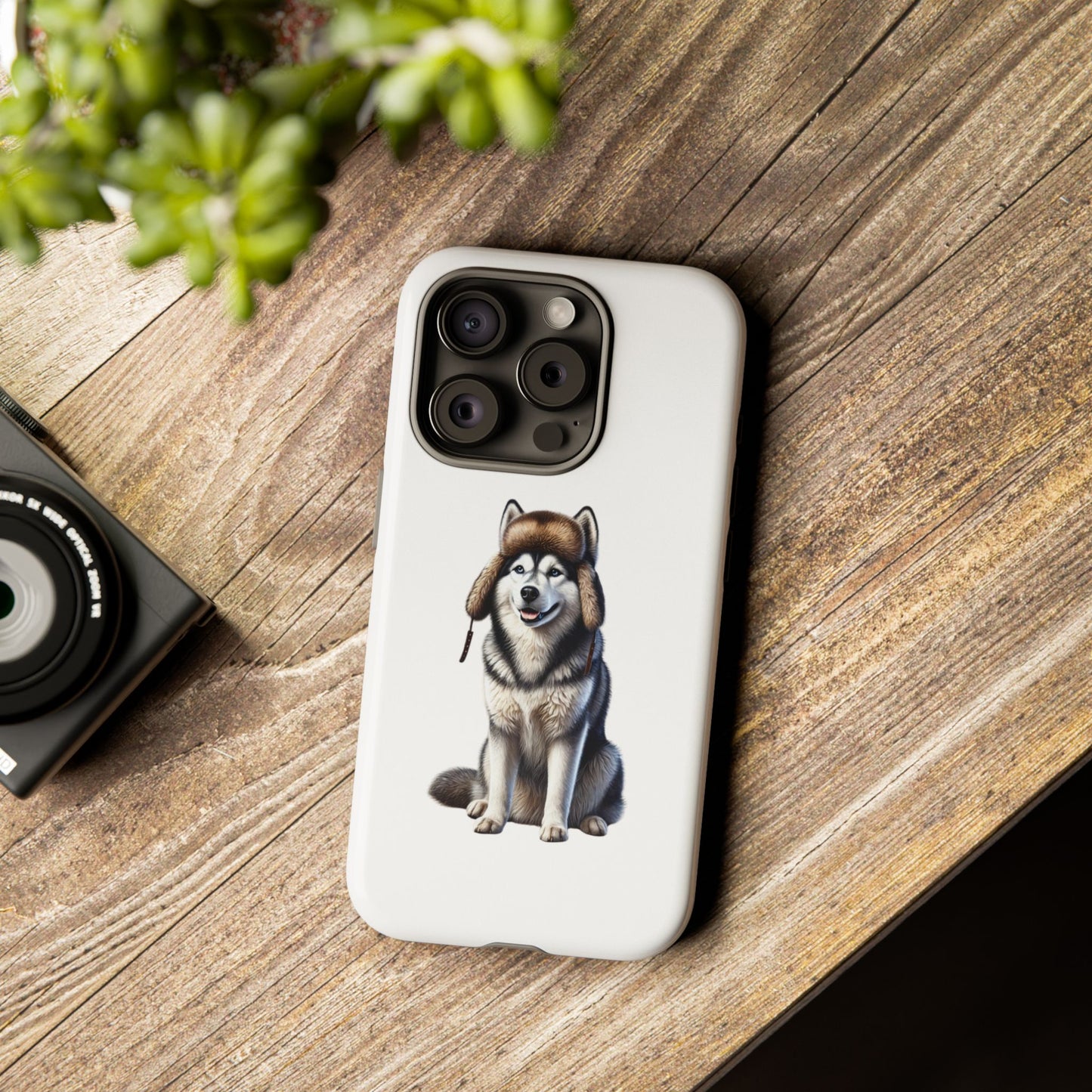 Husky Wearing a Fur Hunter Hat - Tough Phone Case