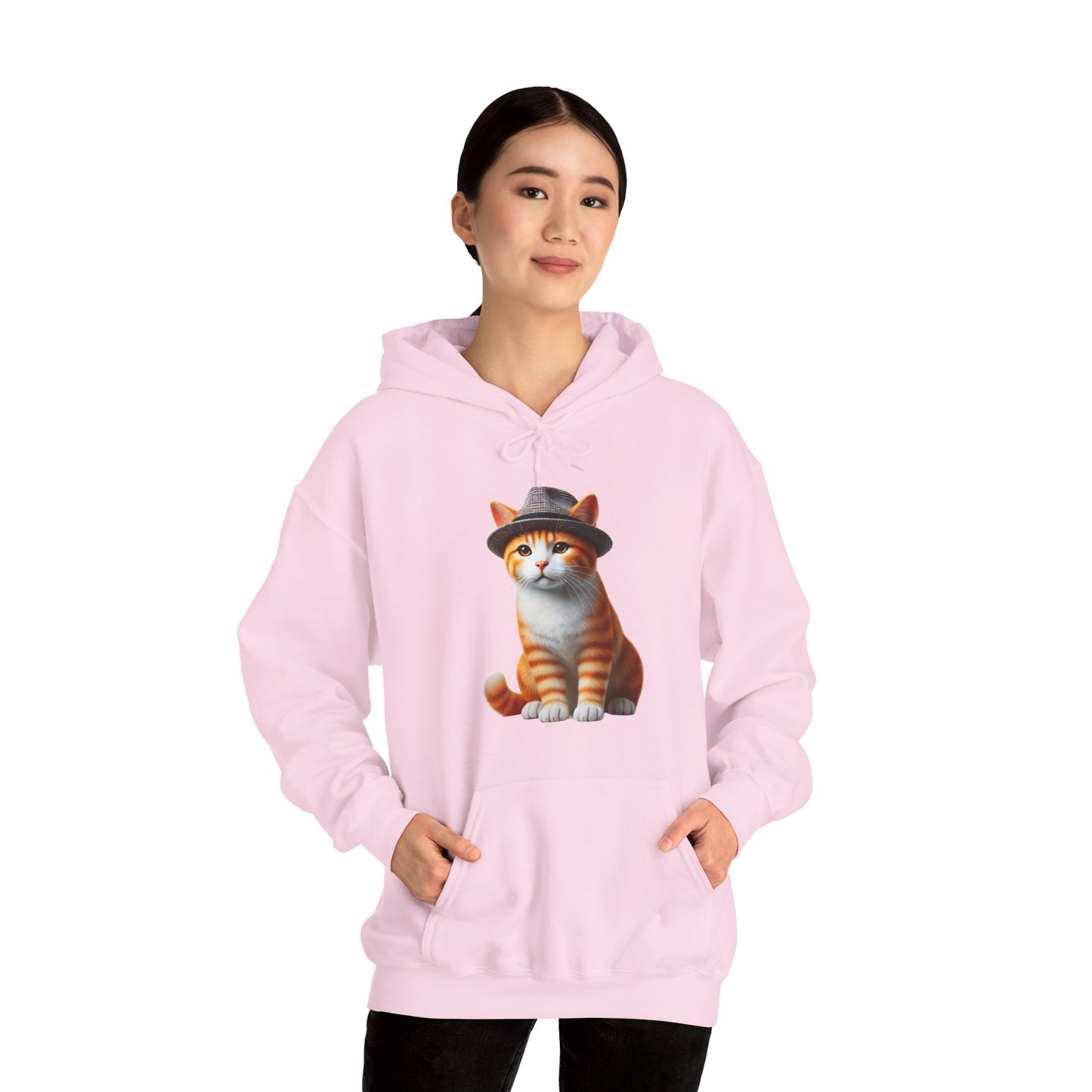 Cool Tabby Kitten Wearing Fedora Hat - Adult Hoodie - Too Cute Pets