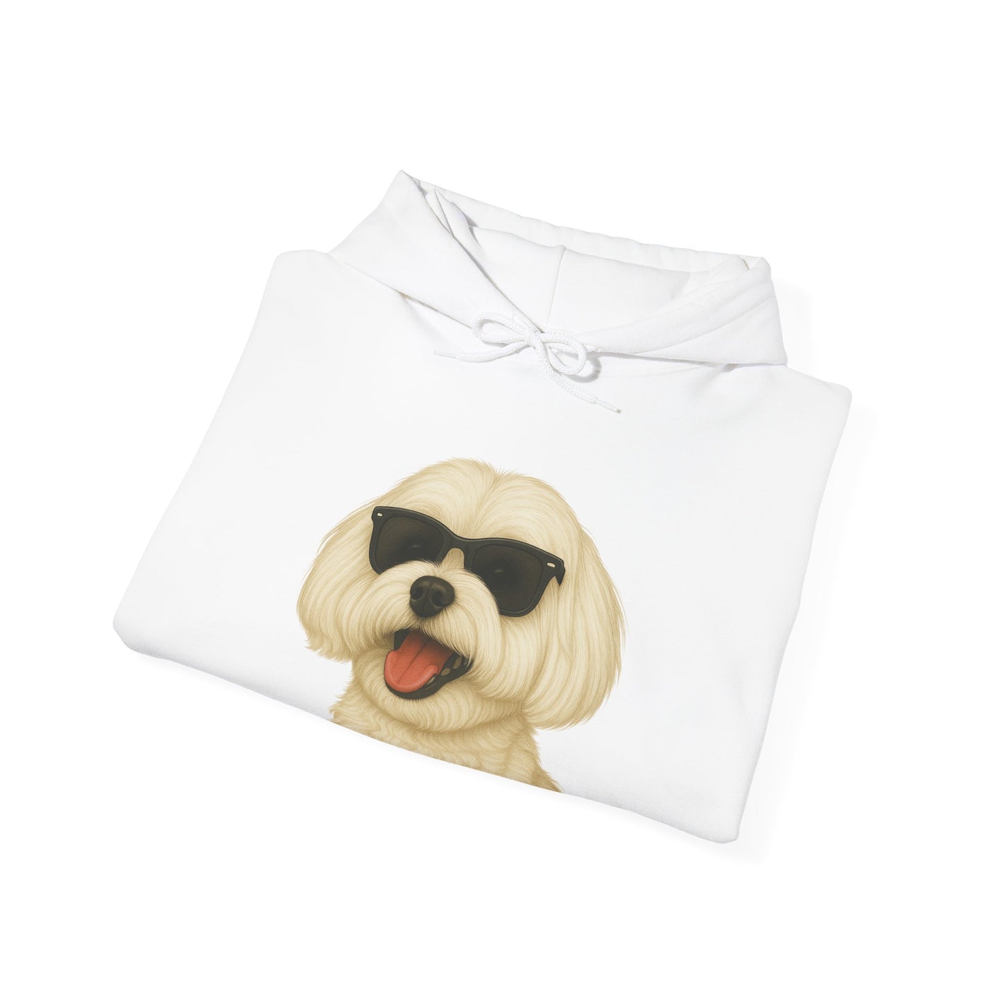 Maltese Wearing Sunglasses - Adult Hoodie