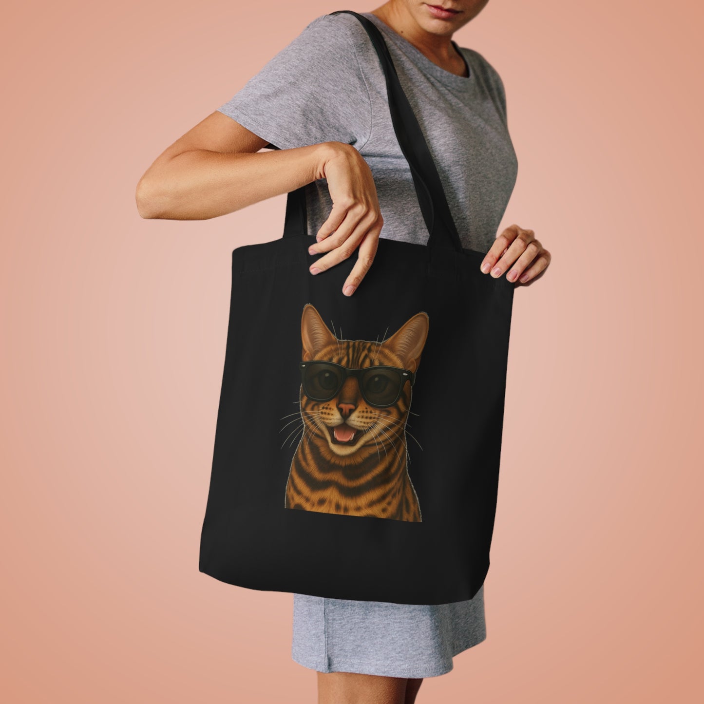 Bengal Cat Wearing Sunglasses Cotton Tote Bag