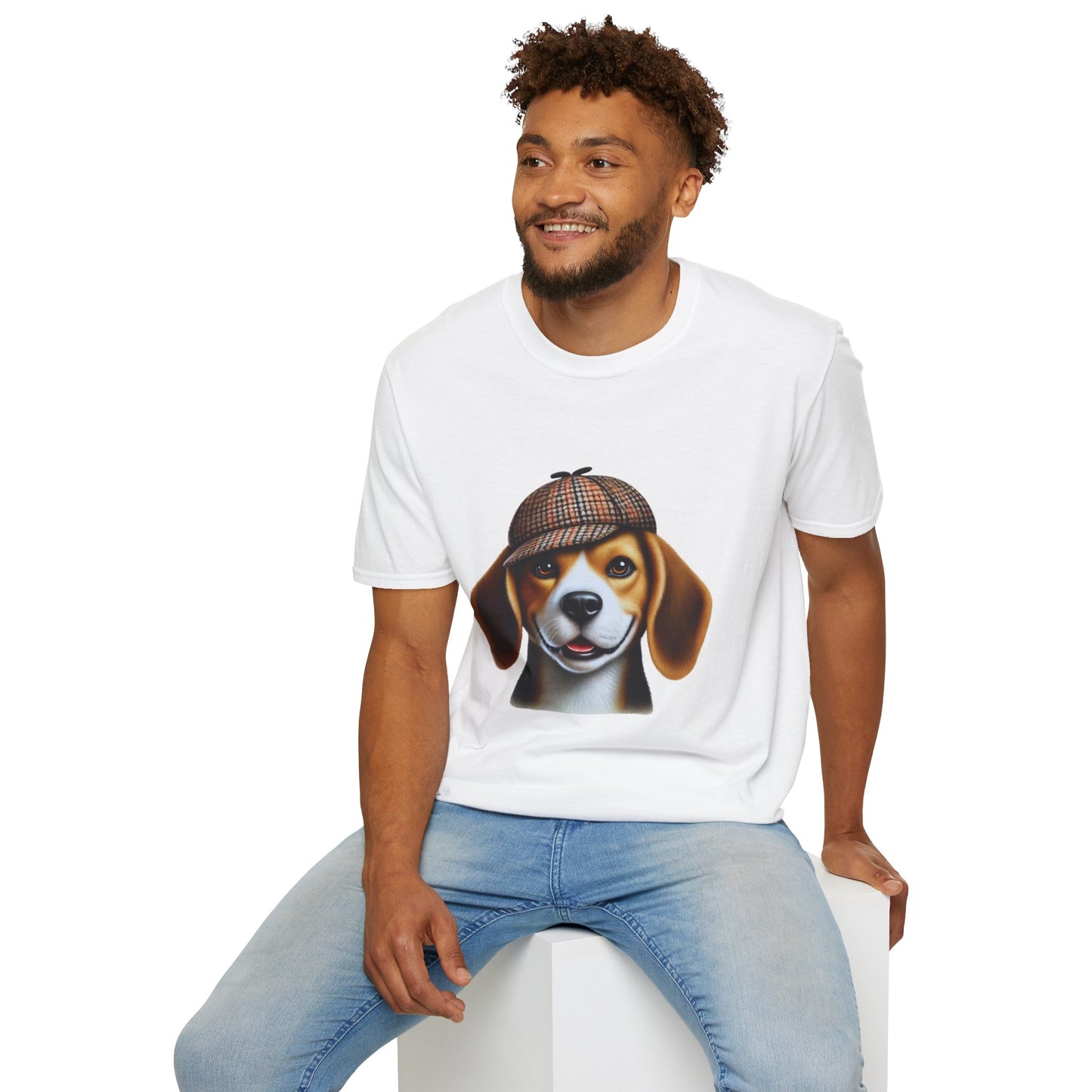 Smiling Beagle Wearing A Deerstalker Hat - Adult T-Shirt - Too Cute Pets