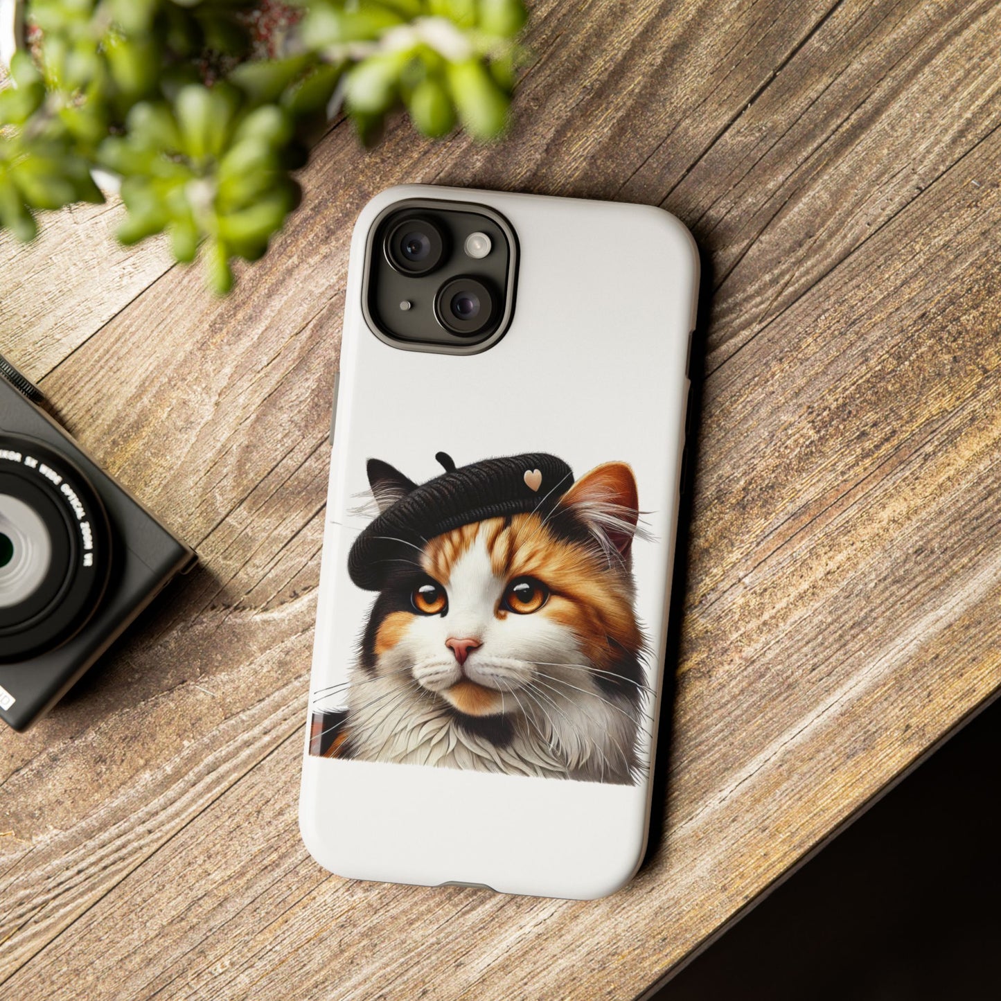 Calico Cat Wearing a Beret - Tough Phone Case