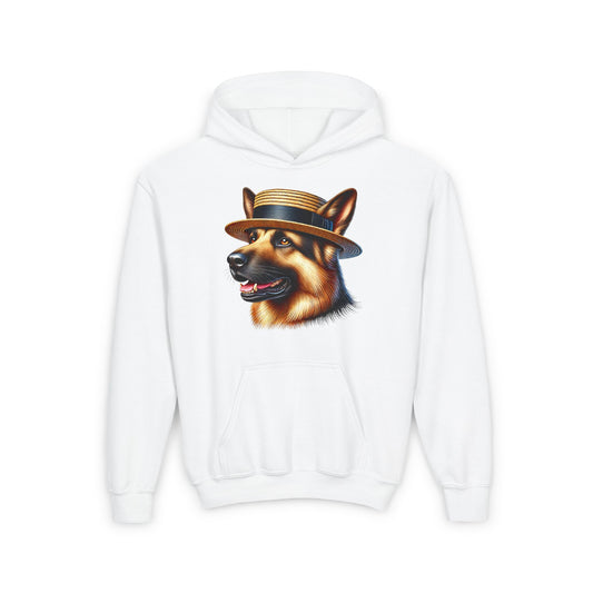 German Shepherd Boater Hat - Youth Hooded Sweatshirt - Too Cute Pets