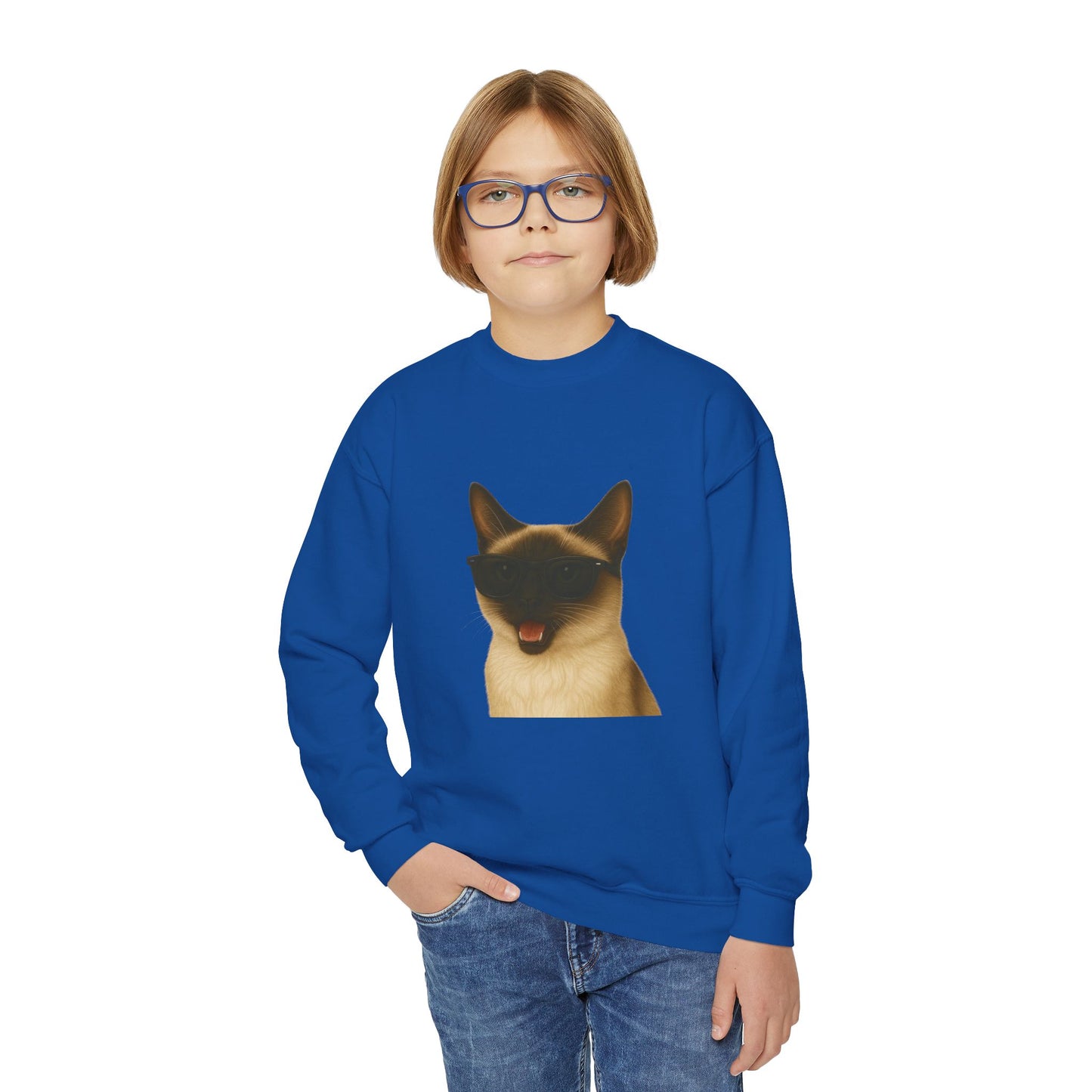 Siamese Cat Wearing Sunglasses - Youth Sweatshirt