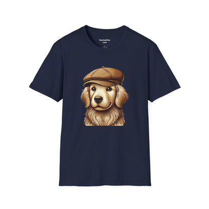 Golden Retriever Wearing Newsboy Cap - Adult Hoodie - Too Cute Pets