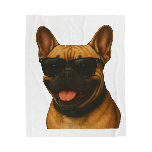 French Bulldog Wearing Sunglasses - Sherpa Blanket