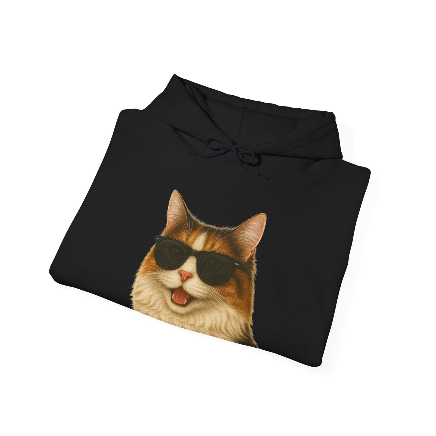 Calico Cat Wearing Sunglasses - Adult Hoodie