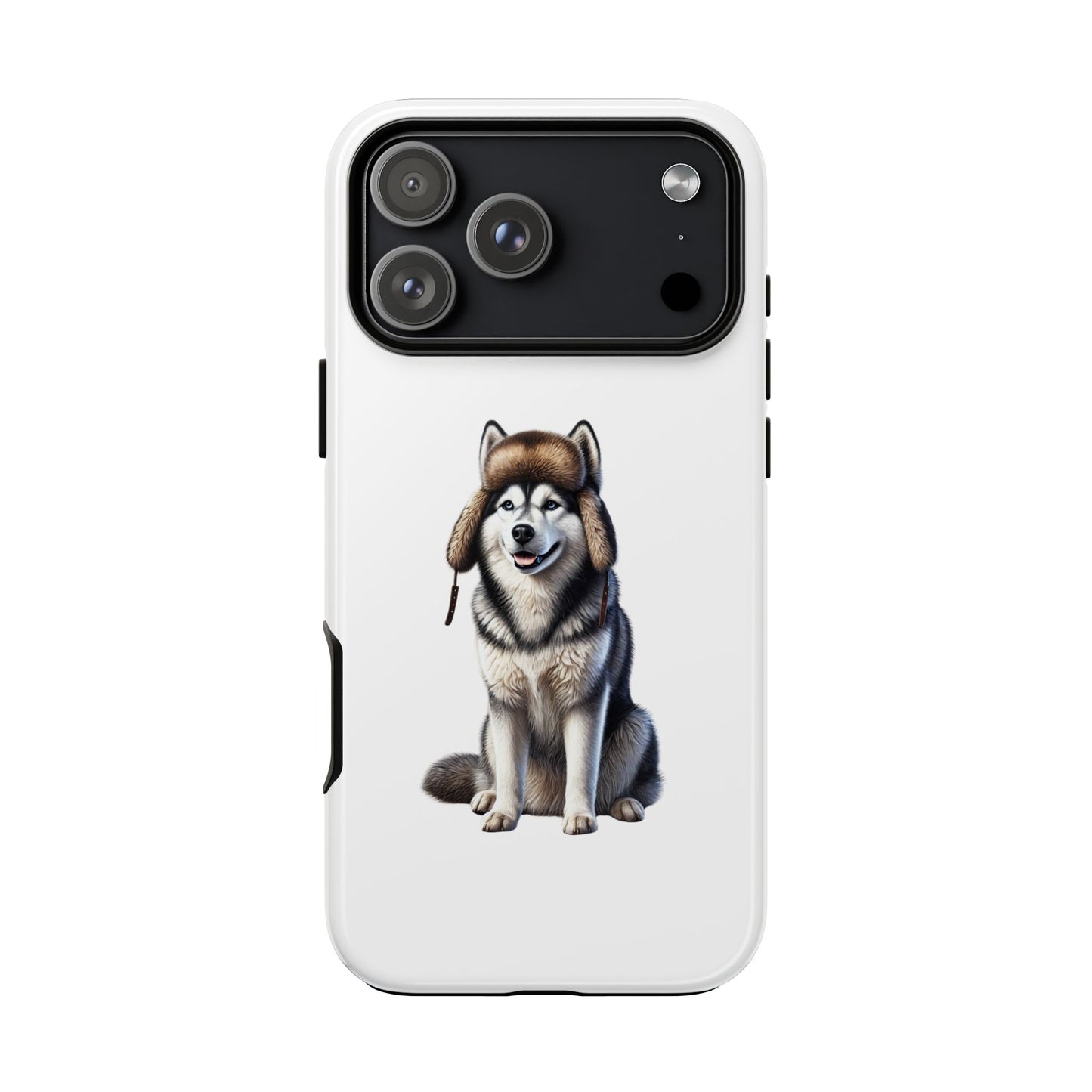 Husky Wearing a Fur Hunter Hat - Tough Phone Case