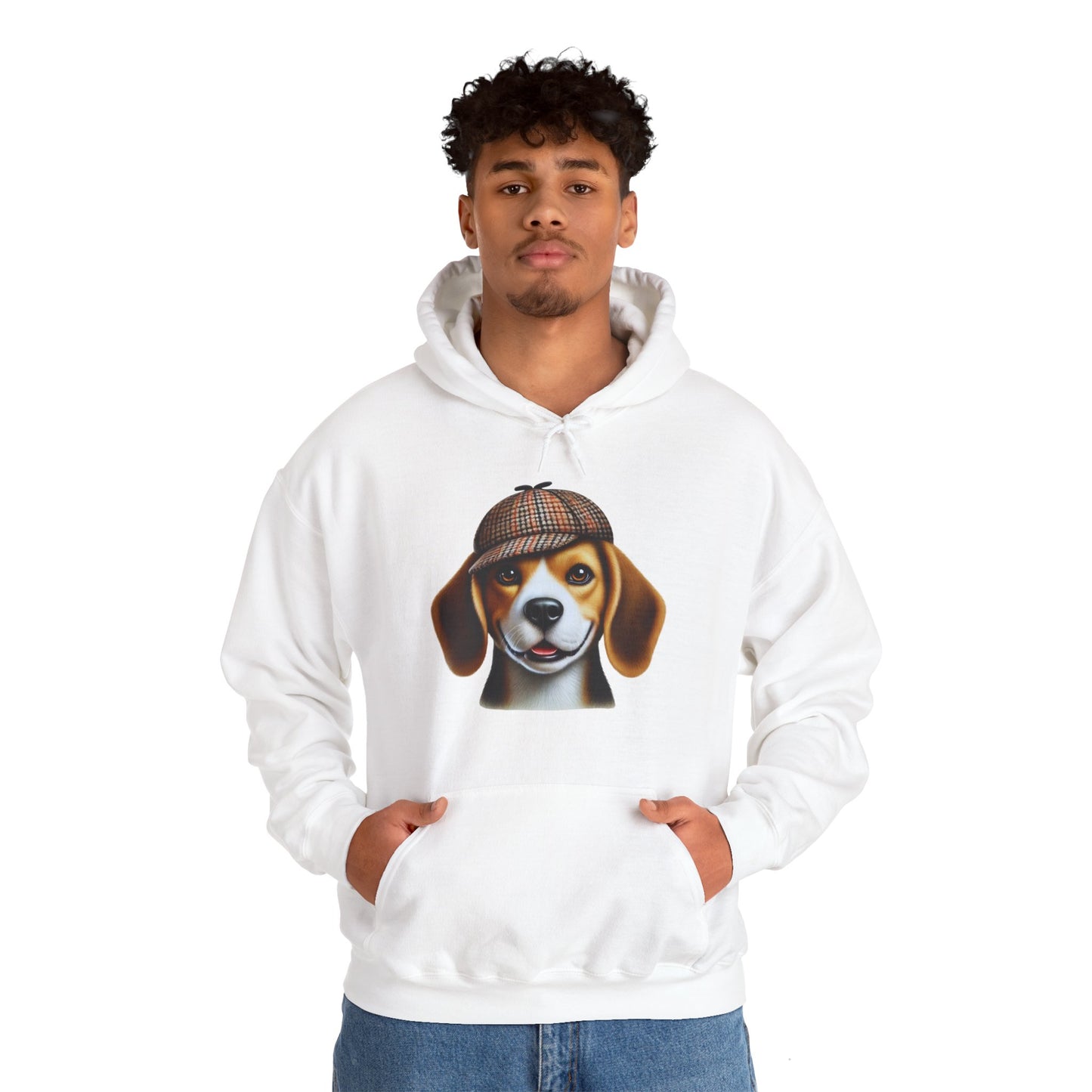 Smiling Beagle Wearing Deerstalker Hat - Adult Hoodie - Too Cute Pets