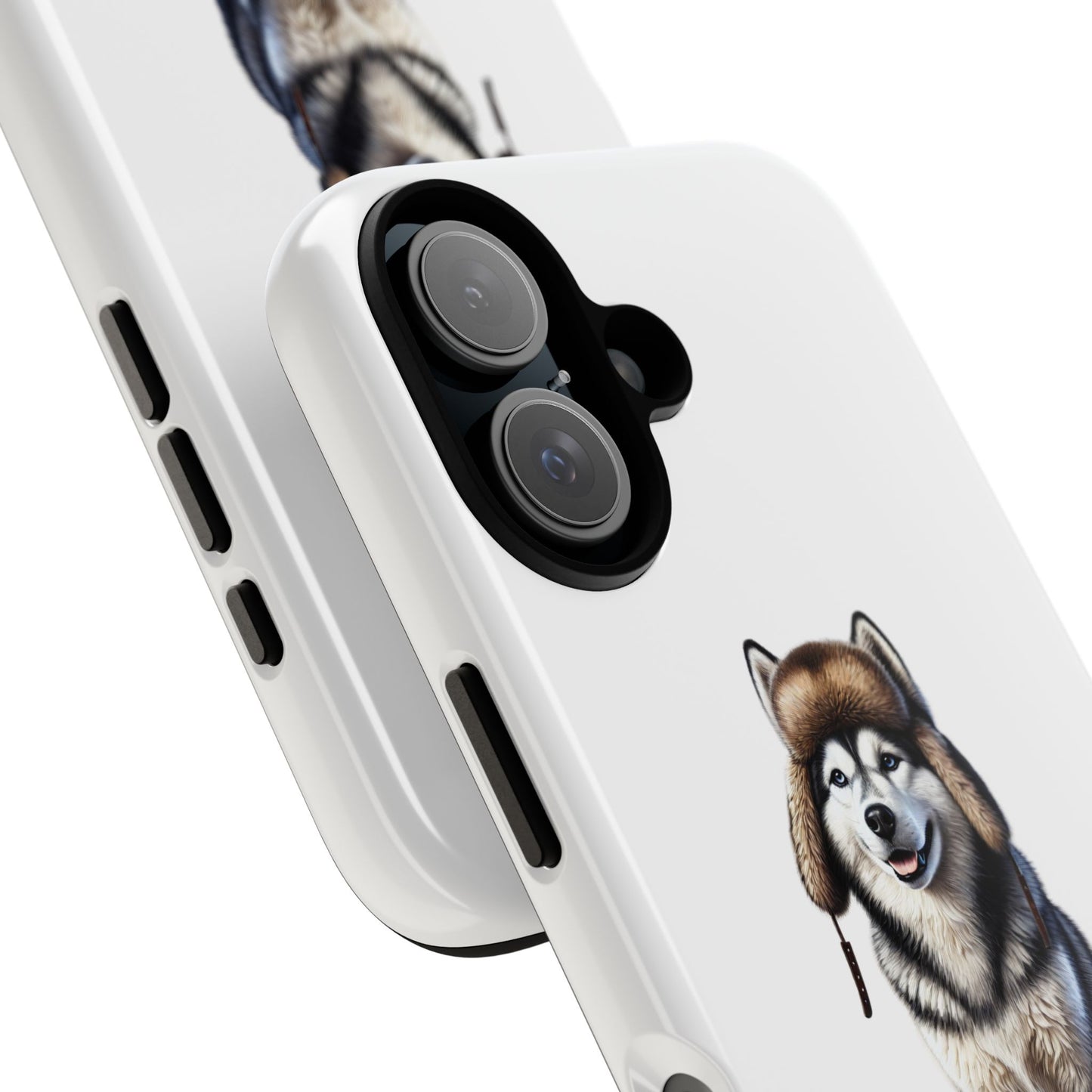 Husky Wearing a Fur Hunter Hat - Tough Phone Case