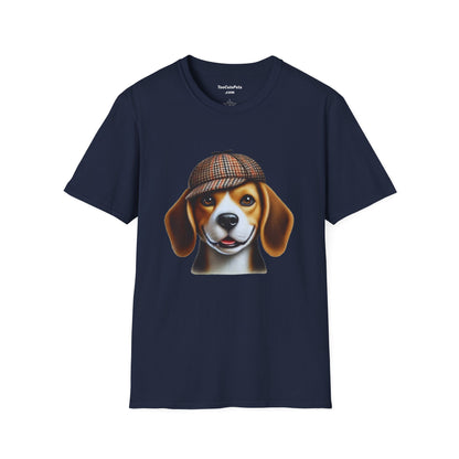 Smiling Beagle Wearing A Deerstalker Hat - Adult T-Shirt - Too Cute Pets