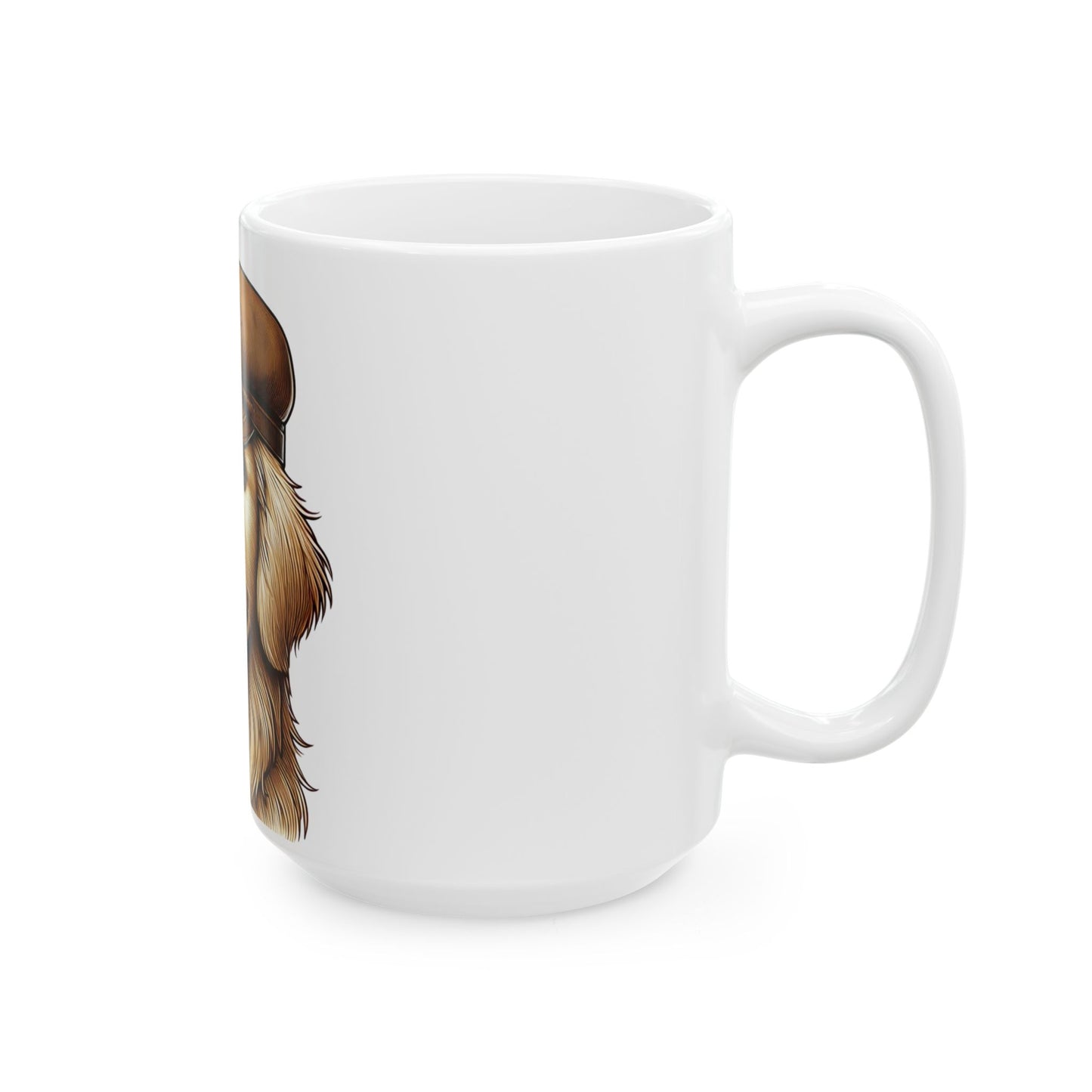 Golden Retriever Wearing a Newsboy Cap - Ceramic Mug