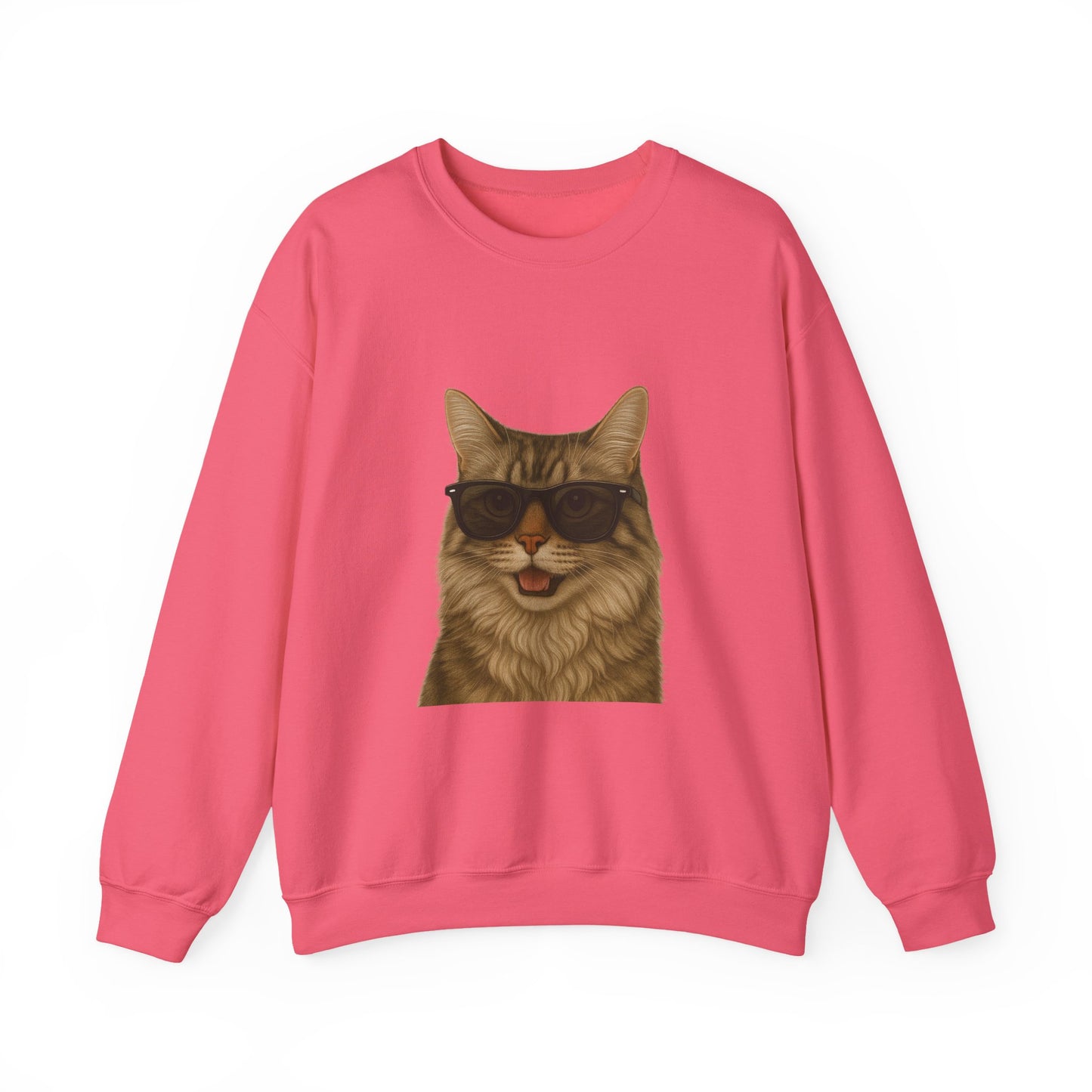 Siberian Cat Wearing Sunglasses - Adult Crewneck Sweatshirt