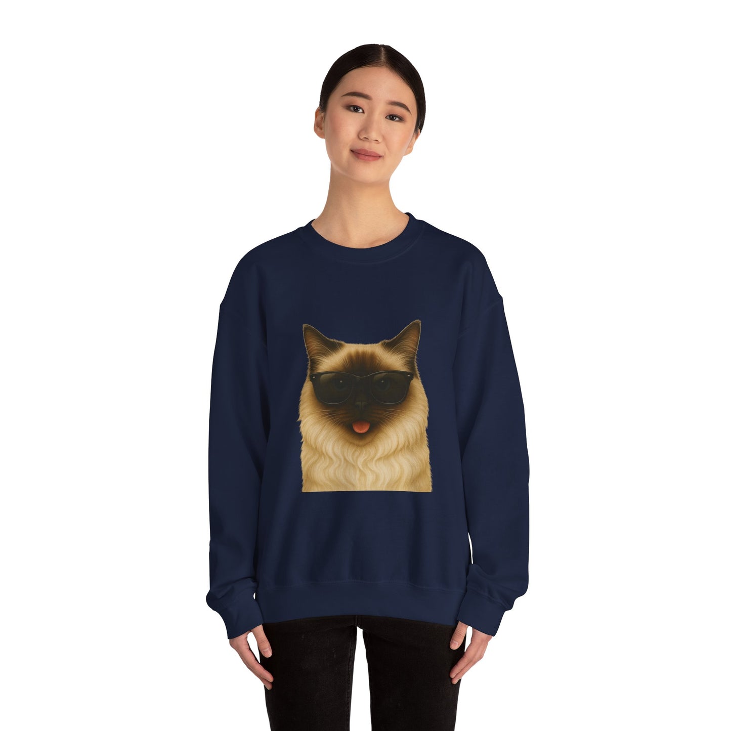 Ragdoll Cat Wearing Sunglasses - Adult Crewneck Sweatshirt