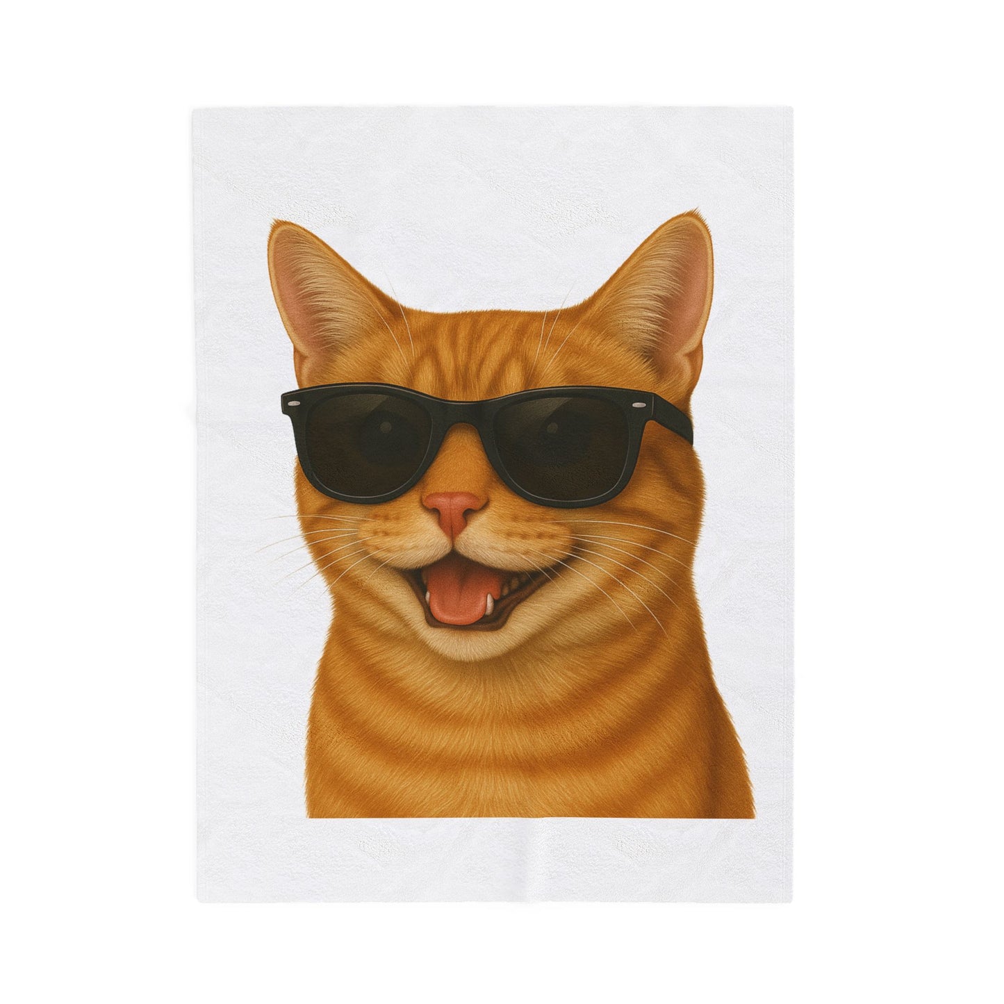 Orange Tabby Cat Wearing Sunglasses - Sherpa Blanket